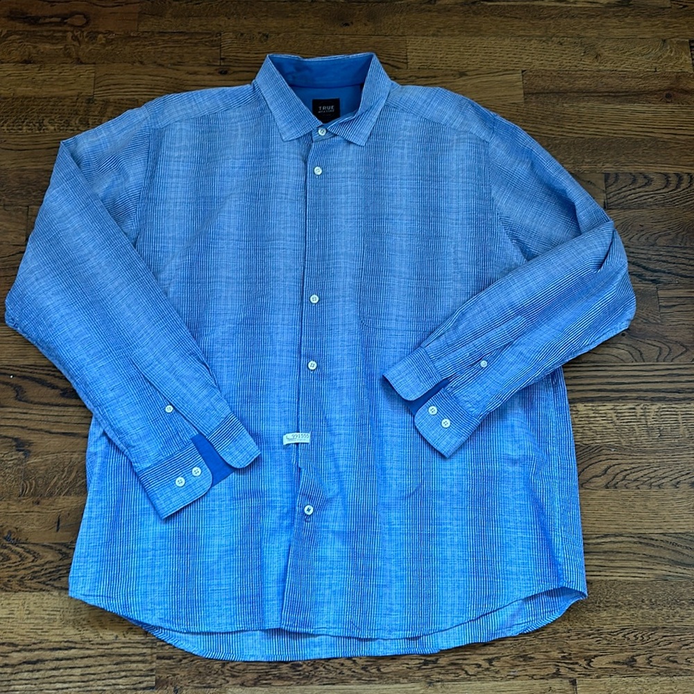 True Measure Blue Cotton LS XL button down